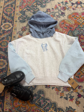 Tricolor Cropped Saddle Hoodie