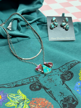 Royston/Purple Dalia Three Stone Cluster