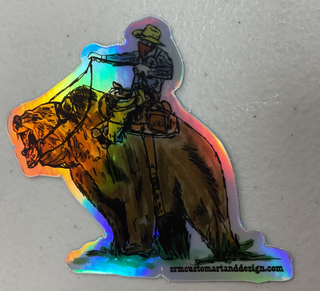 Grizzly cowboy sticker