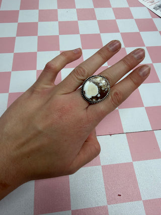 Brown and White Marbled Ring