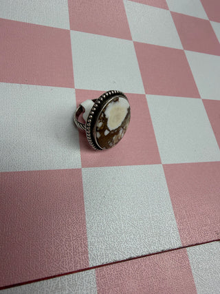 Brown and White Marbled Ring