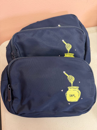Navy Belt Bag with Honey Pot Design